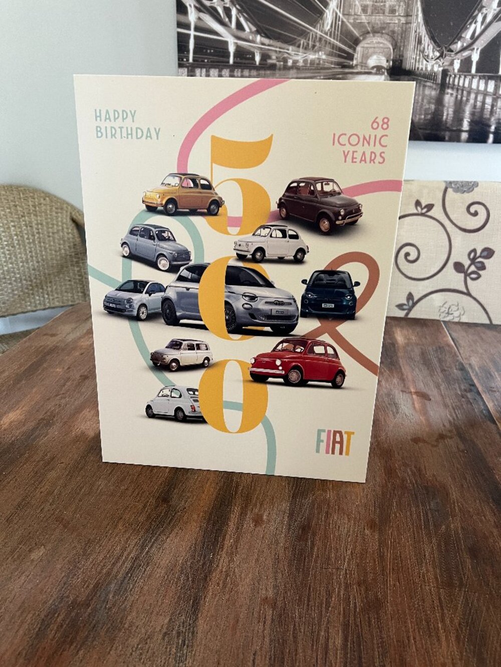 Fiat 500 "68 Iconic Years" Tribute Art Sign | 12x16 Digital Art Print